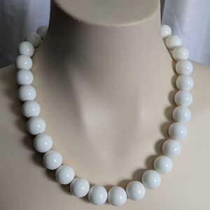 Vintage White Beaded Necklace Adjustable Spring Summer Festival Cottagecore Boho